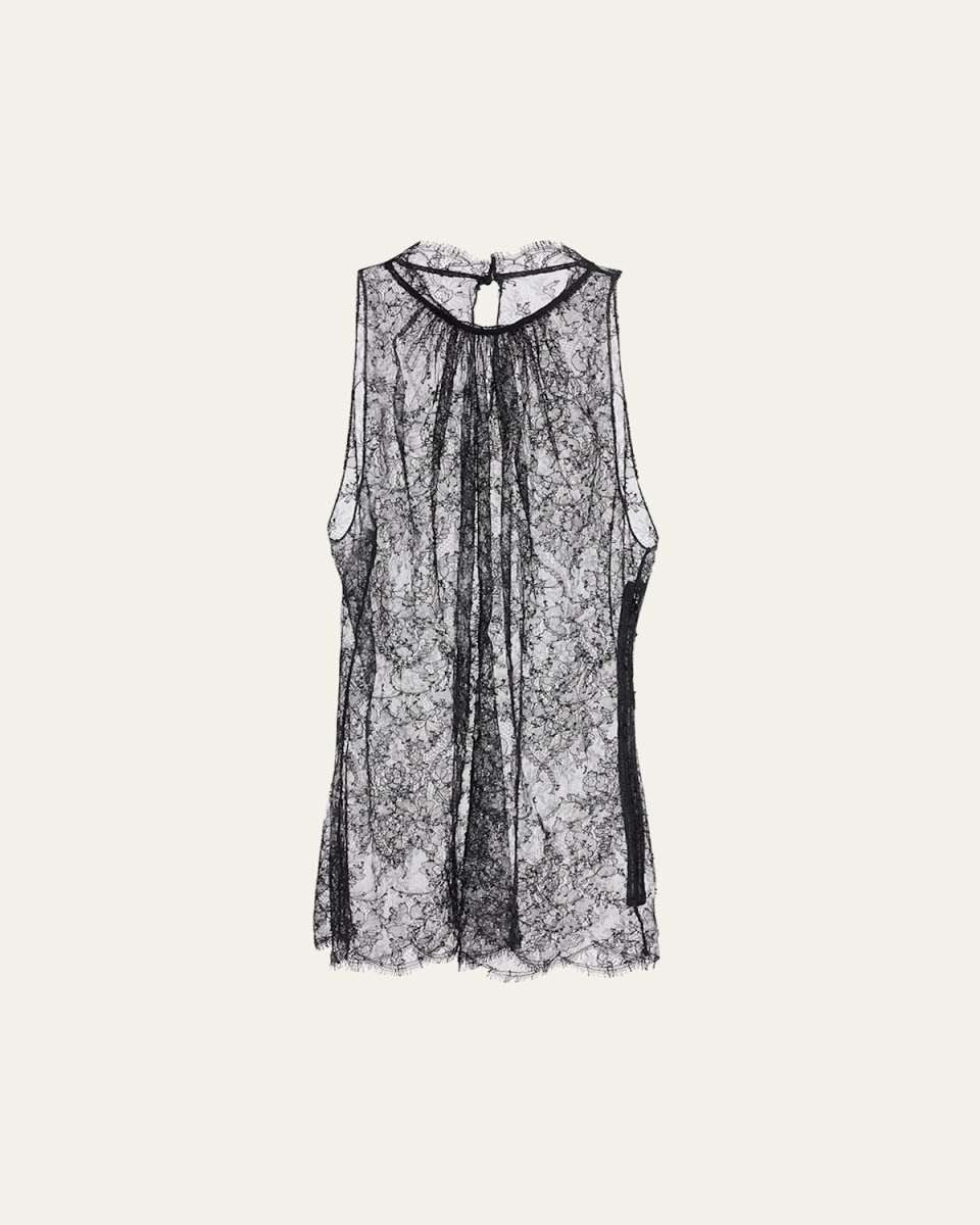 Scalloped Sheer Floral Lace Halter Top